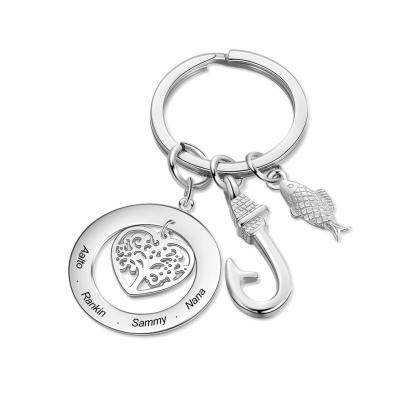 Personalised Family Tree Keychain Engraved 4 Names Gifts For Mother-Jessemade AU