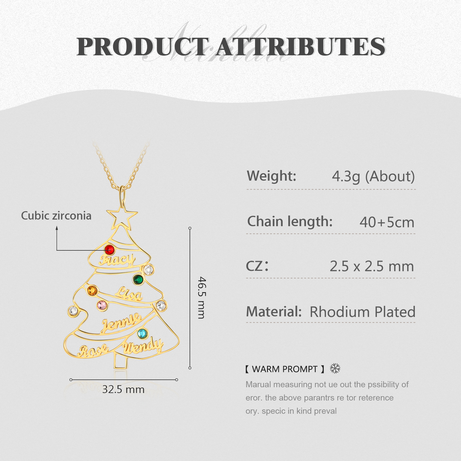 Personalised Name Necklace Custom 8 Birthstones Christmas Tree Necklace Gifts for Her-Jessemade AU