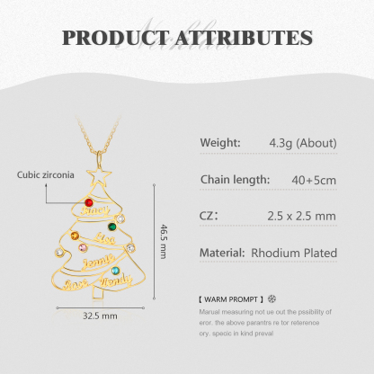 Personalised Name Necklace Custom 8 Birthstones Christmas Tree Necklace Gifts for Her-Jessemade AU
