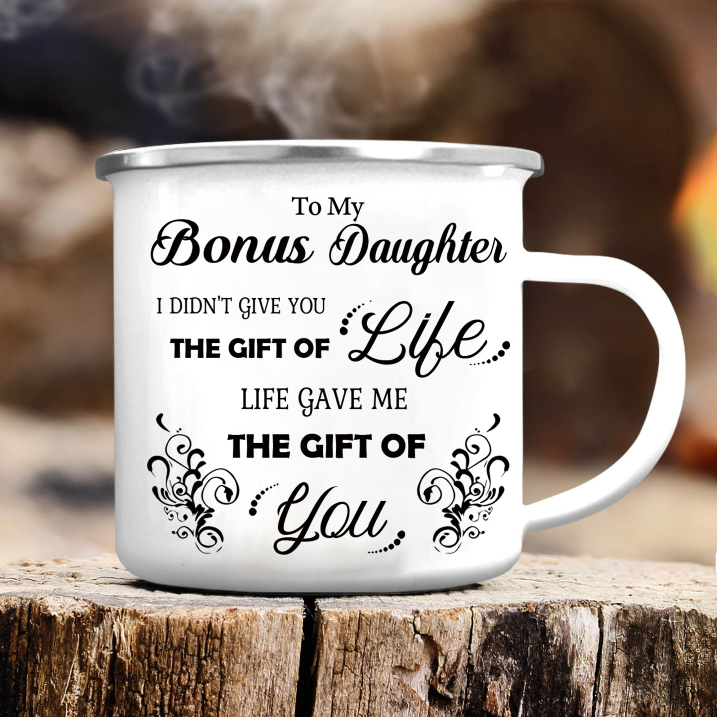 To My Bonus Daughter Mug Enamel Cup Gifts for Daughter - Life Gave Me The Gift Of You-Jessemade AU