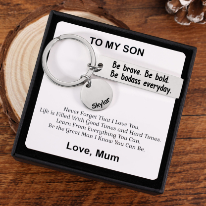 Be Brave Keychain Personalised Name Inspirational Gift "Be Brave. Be Bold. Be Badass Everyday"-Jessemade AU