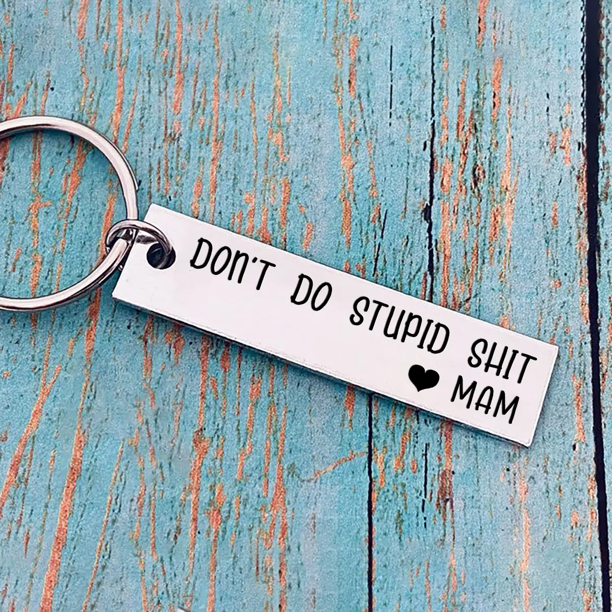 Don't Do Stupid Love Mum Keychain Funny Gift for Your Kids