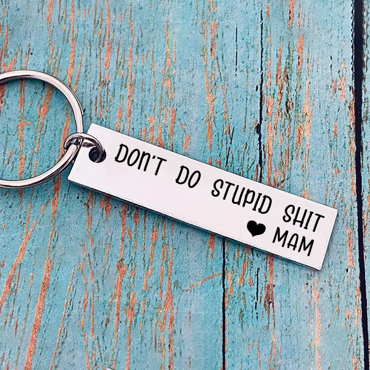 Don't Do Stupid Love Mum Keychain Funny Gift for Your Kids
