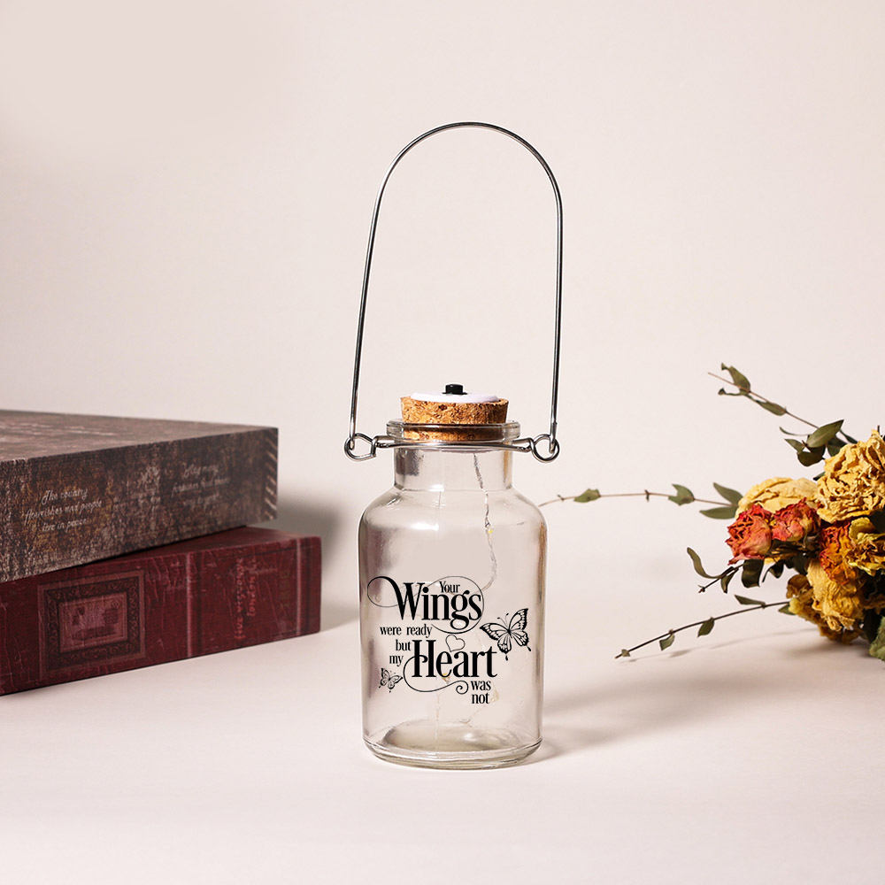 Butterfly Memorial Jar Night Light "Your Wings Were Ready But My Heart Was Not"-Jessemade AU