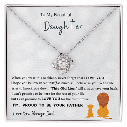 To My Beautiful Daughter Love Knot Necklace Dad to Daughter Necklace Special Birthday Gift for Daughter - I Will Love You Always-Jessemade AU