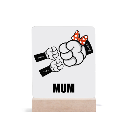 3 Names - Personalised Acrylic Night Light Custom Names & Text Fist Bump LED Lamp Gifts for Family-Jessemade AU