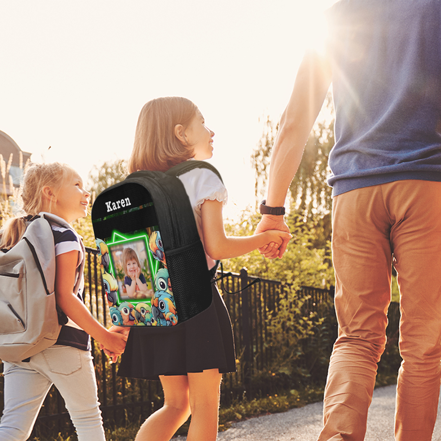 Personalised School Bag Custom Name And Photo Schoolbag Parrot Backpack for Kids-Jessemade AU