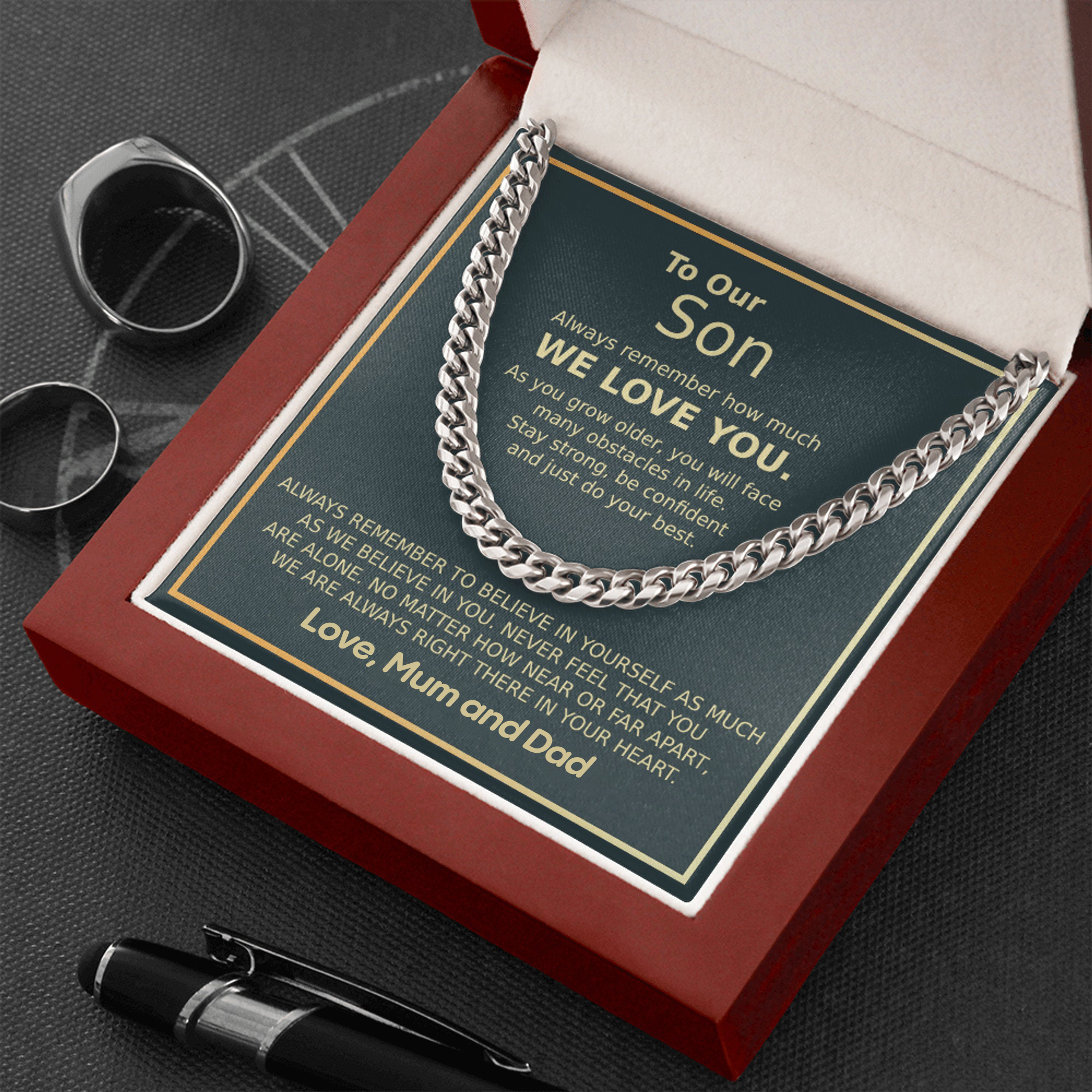 To Our Son Necklace Cuban Link Chain Necklace Gift Set - Always Remember How Much We Love You-Jessemade AU