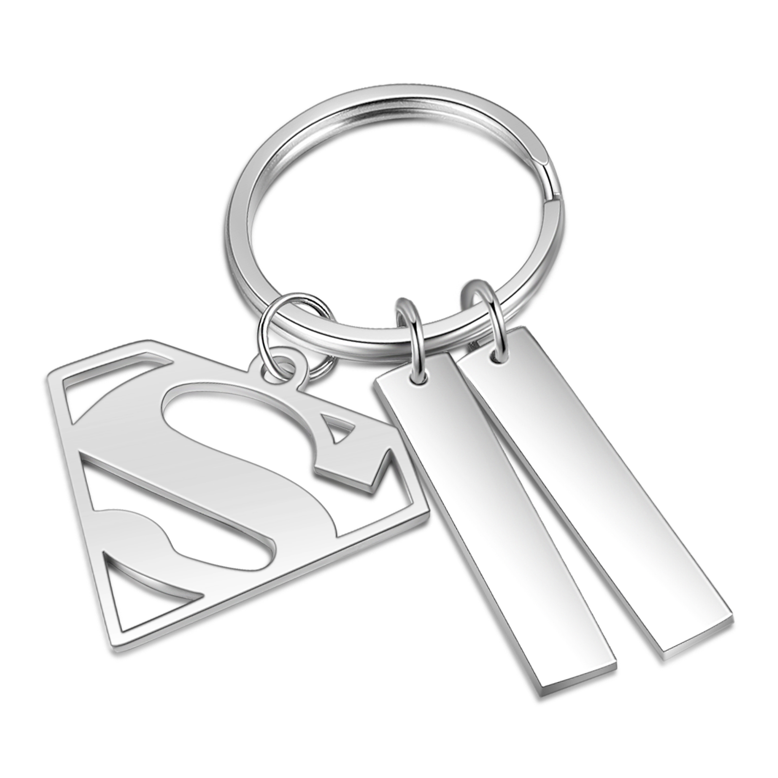 Custom Superman Sign Keychain Engrave 2 Names For Father-Jessemade AU