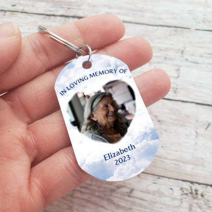 Memorial Photo Keychain Custom Name & Date Keyring Commemorate Deceased Loved Ones - I Will Carry You With Me Until I See You Again-Jessemade AU