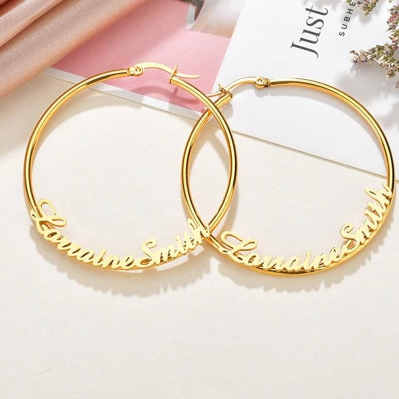 Personalised Circle Crown Name Earring Gift for Her-Jessemade AU