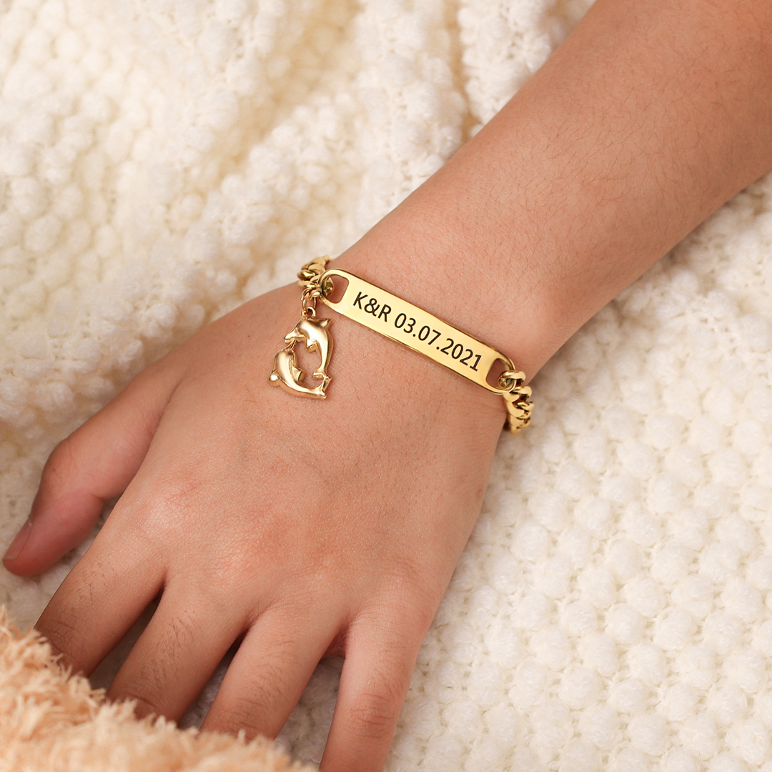 Baby Name Bracelet Personalised 1 Name Bracelet Dolphin Customised Bracelet Child Gift-Jessemade AU
