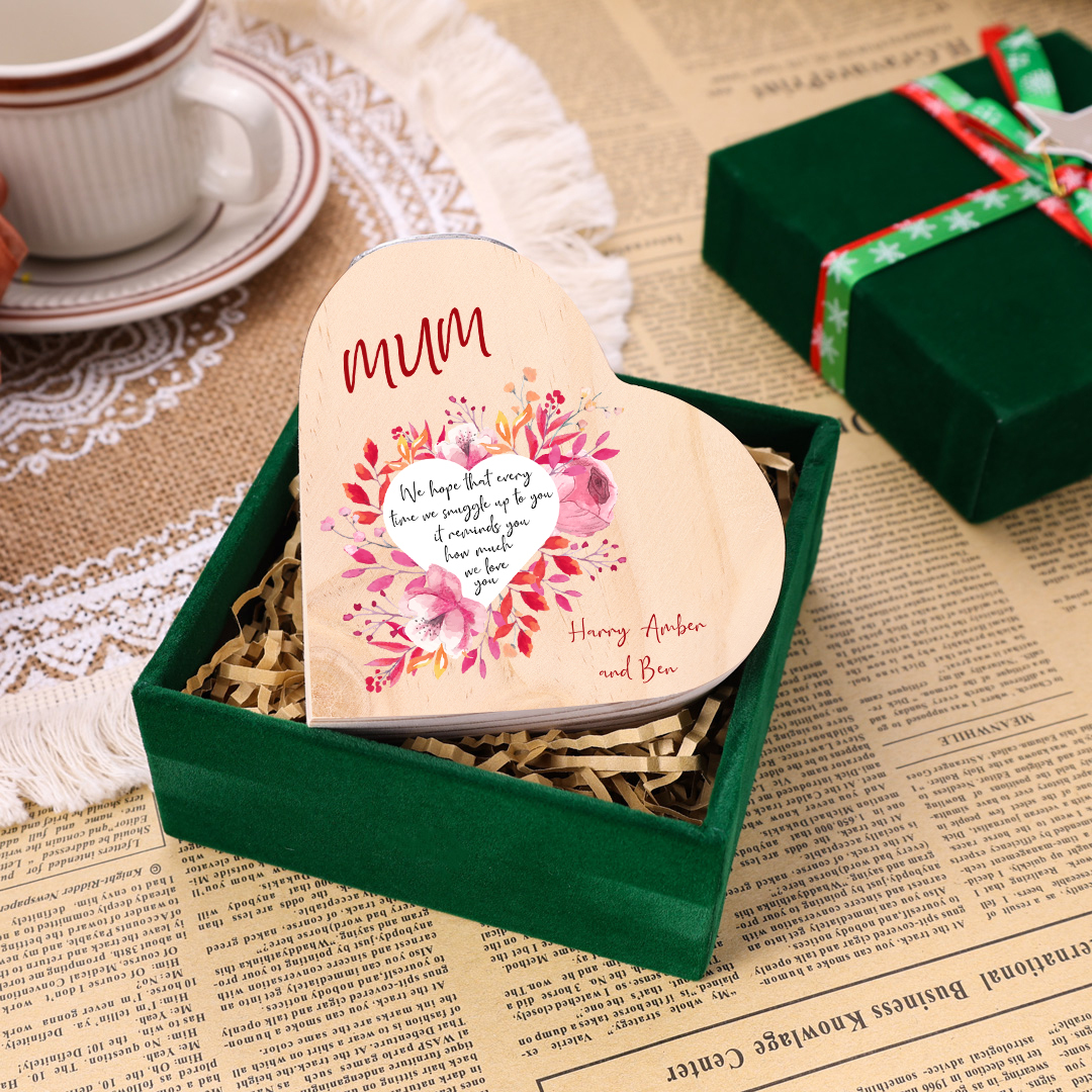 To My Mum Personalised Name Heart Candle Holder Wooden Candlestick "it reminds you how much we love you"-Jessemade AU