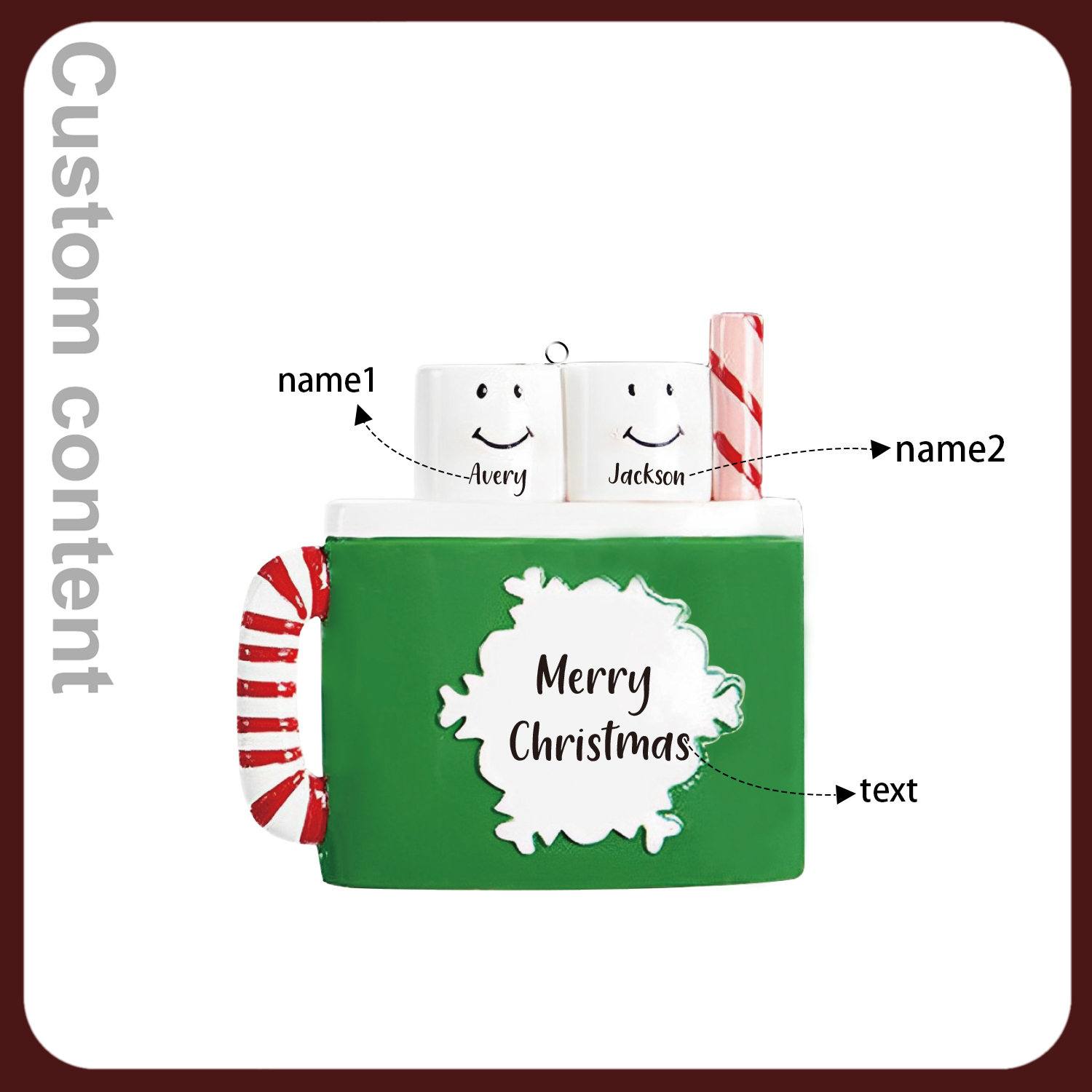 2 Names - Personalised Xmas Ornament Custom Name & Text Christmas Tree Wooden Decor Gift for Family Friends-Jessemade AU