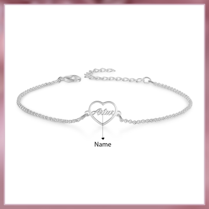 1 Name - Personalised Heart Bracelet Custom Name Bracelets Birthday Valentine's Day Gift For Her-Jessemade AU