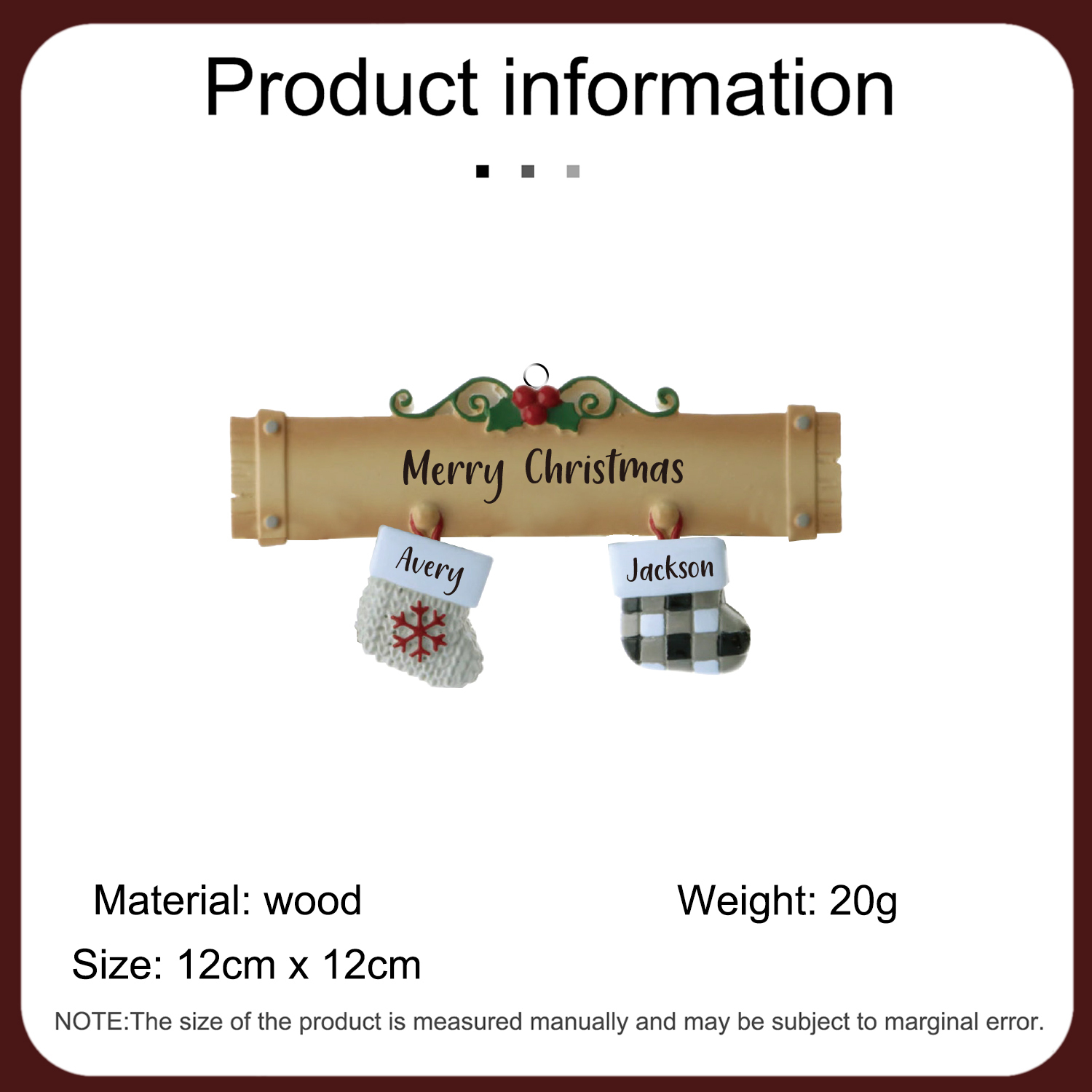 2 Names - Personalised Christmas Stockings Ornaments Customised Name & Text Christmas Decor Wooden Gifts for Family Friends-Jessemade AU