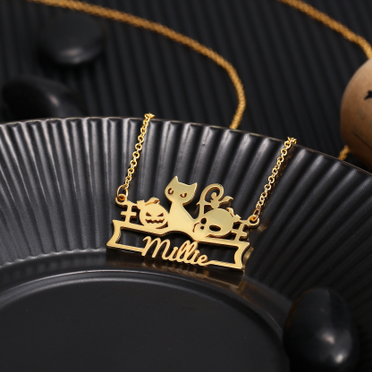 Personalised Halloween Necklace Custom 1 Name Necklace Gift For Women-Jessemade AU