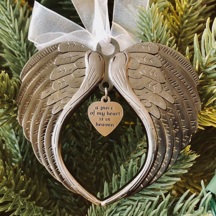 Memorial Angel Wings Heart Ornament A Piece of My Heart Is In Heaven-Jessemade AU