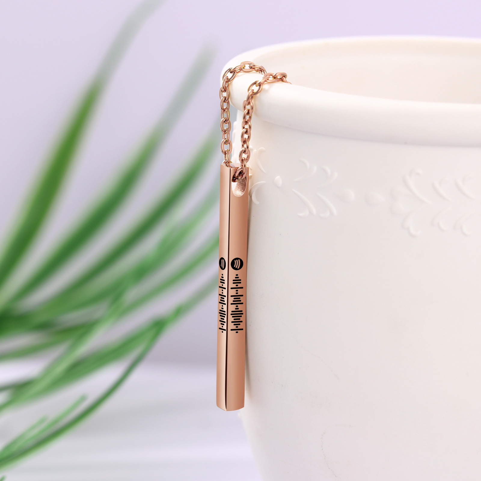 Personalised 3D Vertical Bar Necklace Customised Music Spotify Code Necklace for Her Him-Jessemade AU