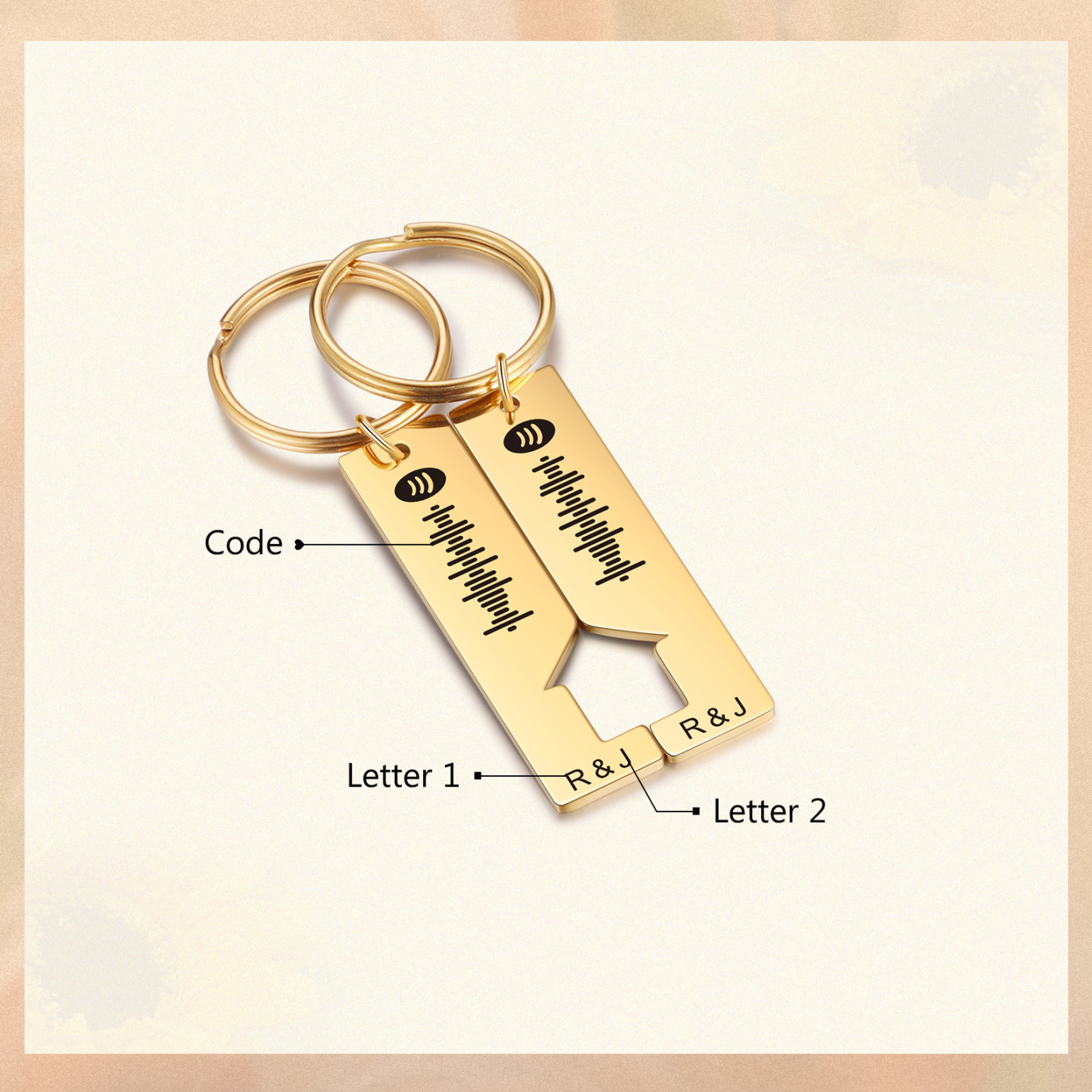 Personalised Spotify Code Keyring Custom 2 Letters Keychain Scannable Music Keychain Valentine's Day Gift for Couples-Jessemade AU