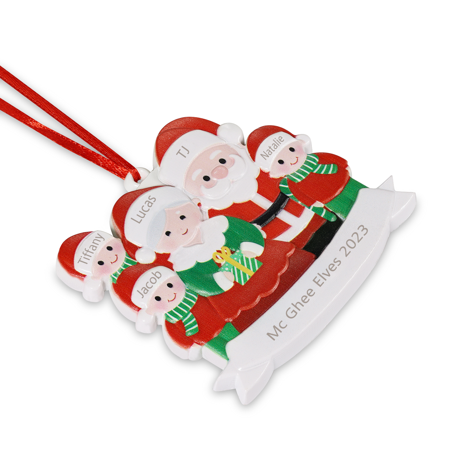 5 Names -  Personalised Resin Santa Claus Hanging Ornaments Customised Name & Text Christmas Ornament Gift for Family Friends-Jessemade AU