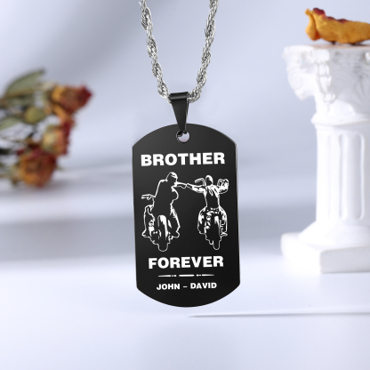 Brother Forever Dog Tag Necklace Personalised Black Double-sided Necklace Customised 2 Names Biker Necklace Gift to Brother-Jessemade AU