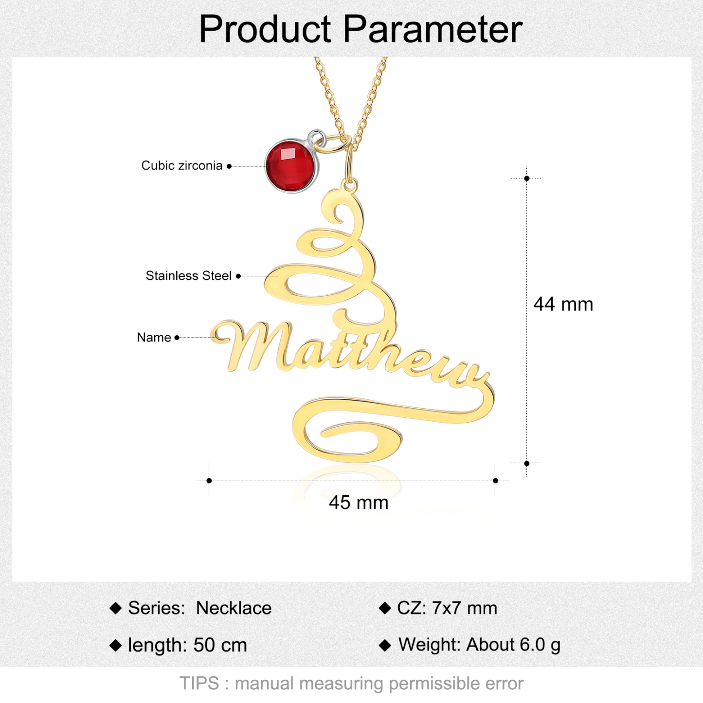 Personalised Name Necklace Custom 1 Birthstone Christmas Tree Necklace for Her-Jessemade AU