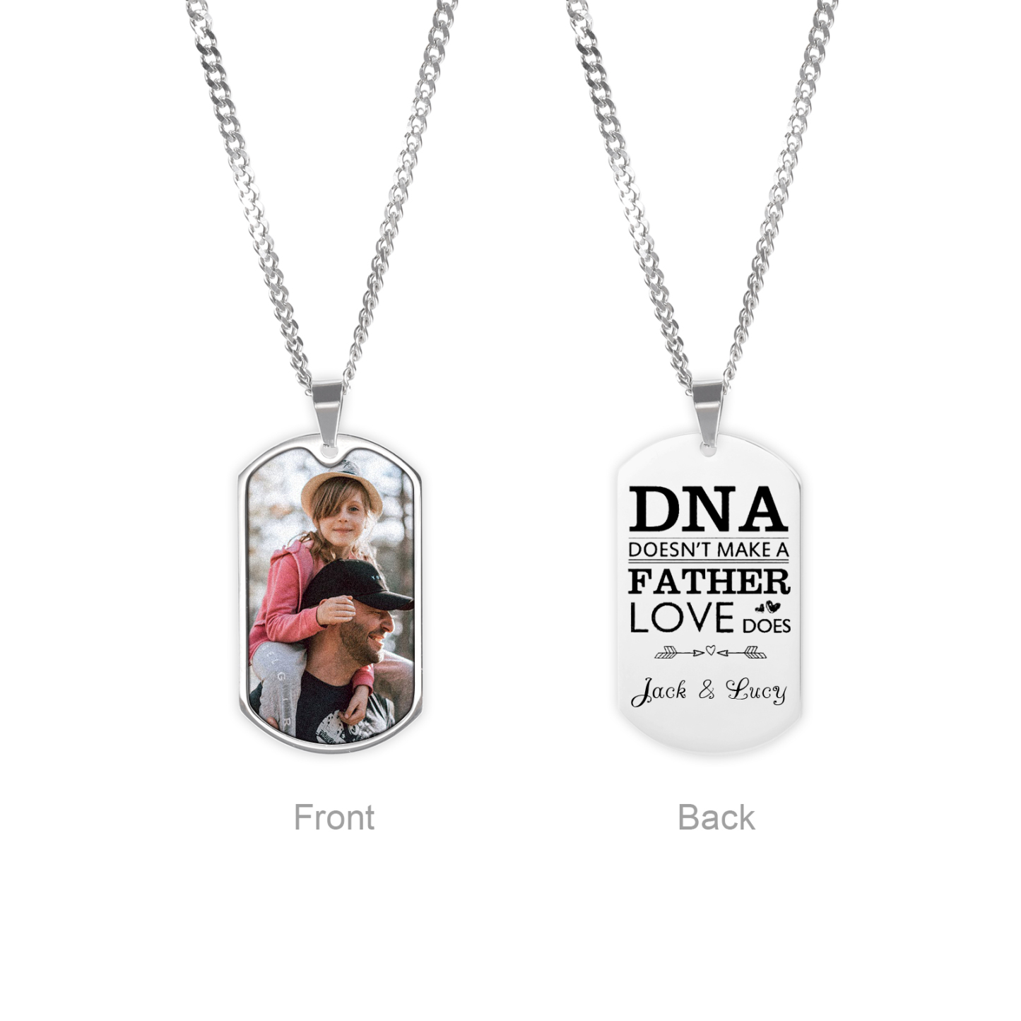 Personalised Photo Necklace Engraved Tag Keyring Gifts for Father-Jessemade AU