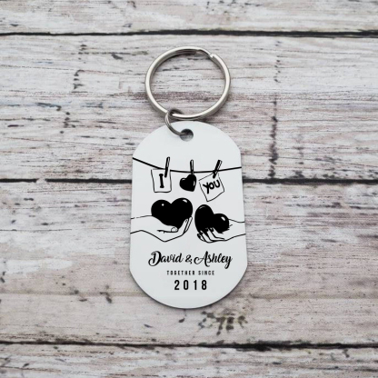 Personalised Couple Photo Keychain Custom 2 Names & Text & Year Keyring Gift for Him/Her-Jessemade AU