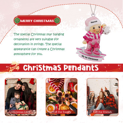 My First Christmas Personalised Acrylic Christmas Ornament Customised Name & Text Hanging Ornaments Christmas Gift for Boys Girls Babies-Jessemade AU