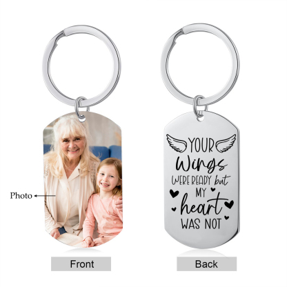 Personalised Memorial Photo Keychain Lover Memorial Keychain - Your Wings Were Ready But My Heart Was Not - Loss of Loved One-Jessemade AU