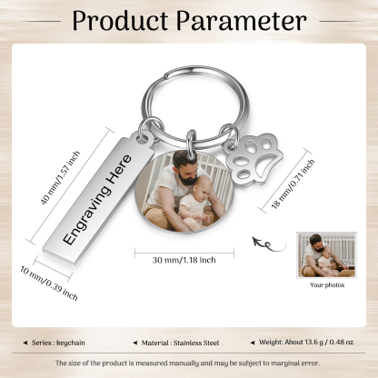 Personalised Photo Keychain Custom Text Keychain Stainless Steel Gifts For Him/Her-Jessemade AU