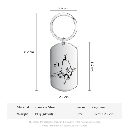 3 Names - Personalised Name Keychain Holding Hands Keychain Father's Day Gifts For Dad-Jessemade AU