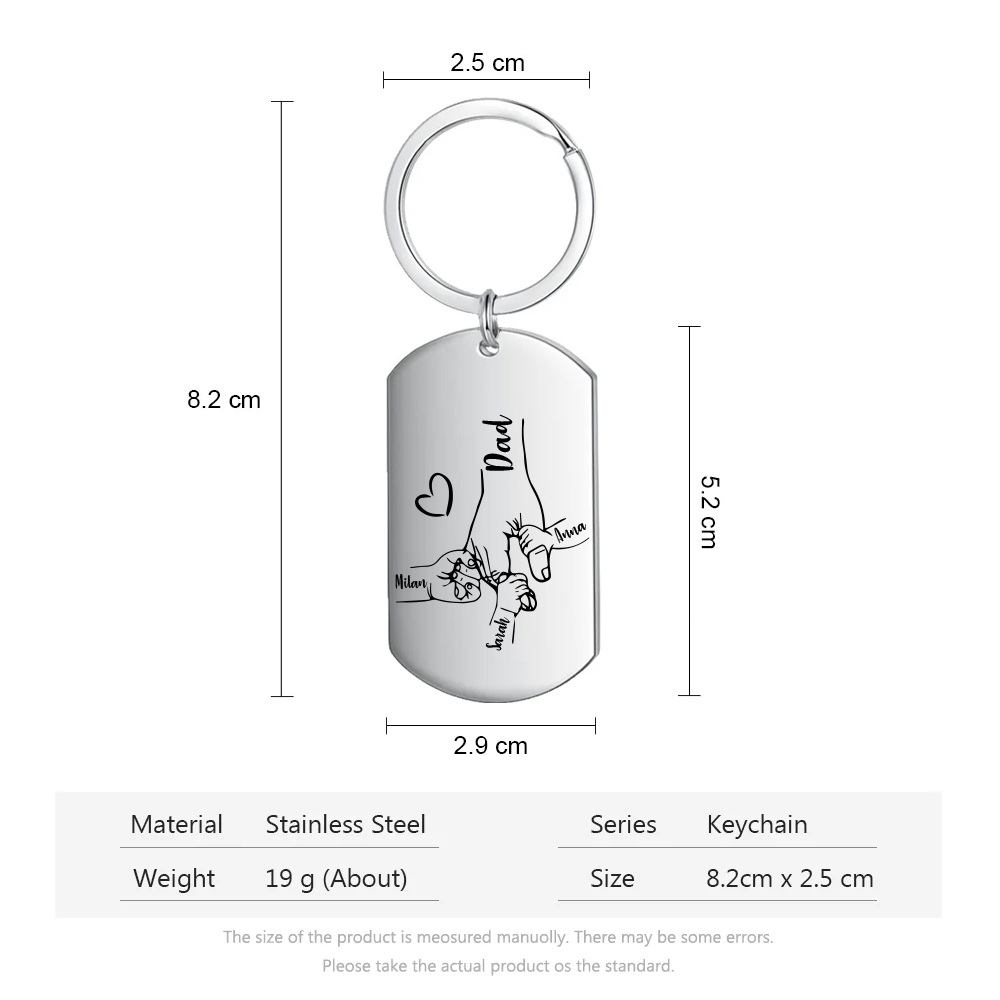 3 Names - Personalised Name Keychain Holding Hands Keychain Father's Day Gifts For Dad-Jessemade AU