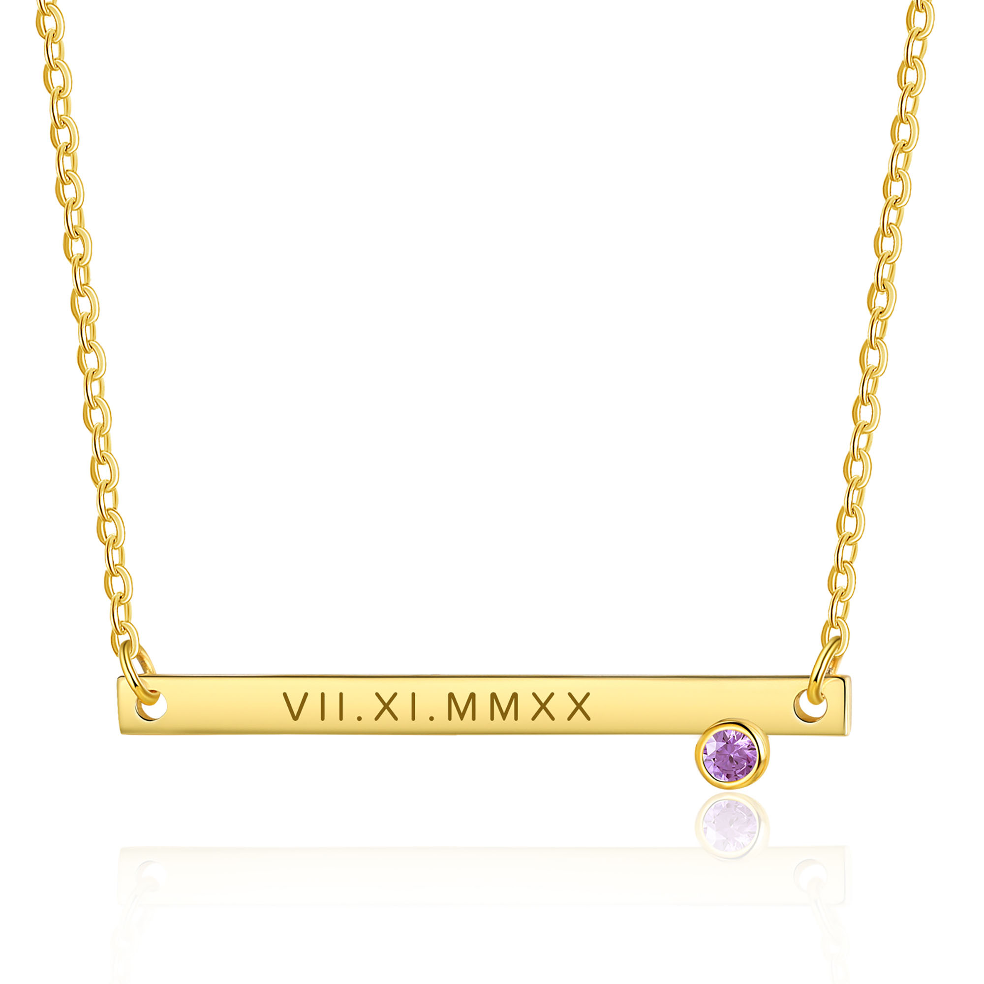 Personalised Bar Necklace Custom 1 Text & 1 Birthstone Necklace Gift for Her-Jessemade AU