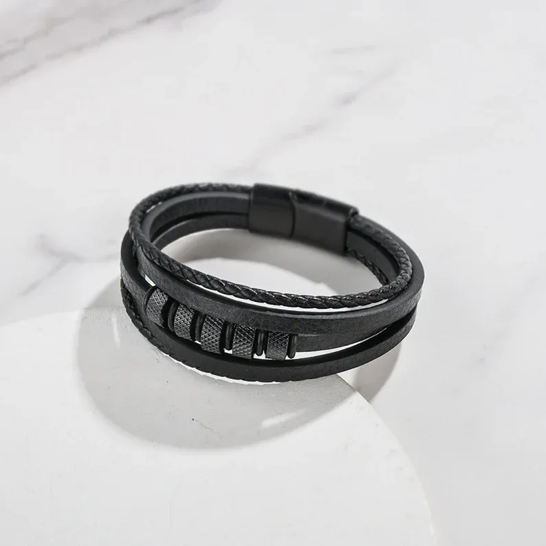 To My Grandson Leather Bracelet "I’ll always be with you" Inspirational Gifts For grandon-Jessemade AU