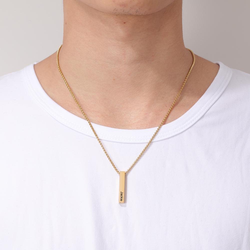 Personalised 3D Bar Necklace 4 Side Vertical Bar Necklace For Her-Jessemade AU