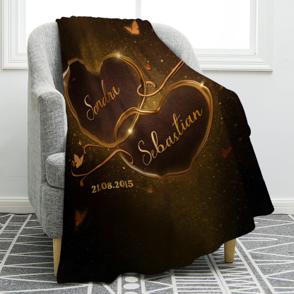 Personalised Couple Blanket Custom 2 Names & Date Blanket Heart Valentine's Day Anniversary Gift for Couples-Jessemade AU