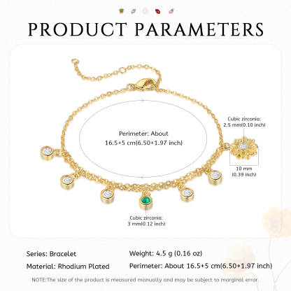 Personalised Women's Bracelet Custom 1 Birthstone Bracelet Gold Adjustable Bracelet Mother's Day Gift for Her-Jessemade AU