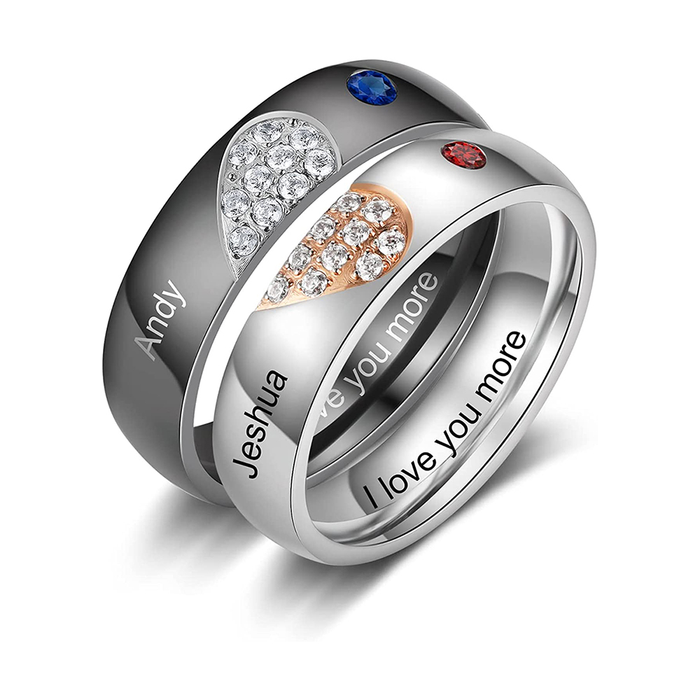 Customised Couple Ring Engrave Love Message Matching Rings Gift for Couple Friends BBF-Jessemade AU