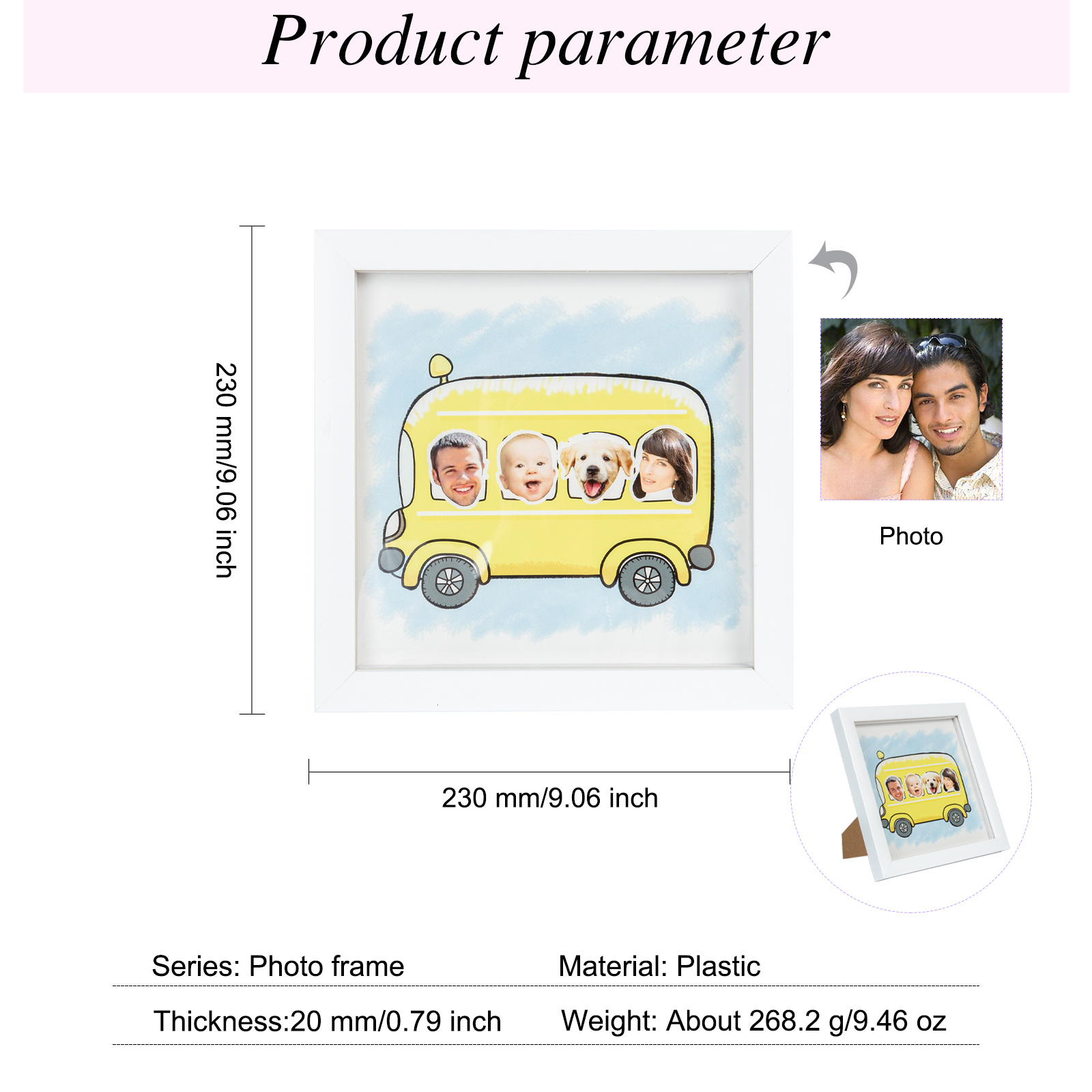 Personalised Funny Bus Family Stereo Photo Frame With Dog-Jessemade AU