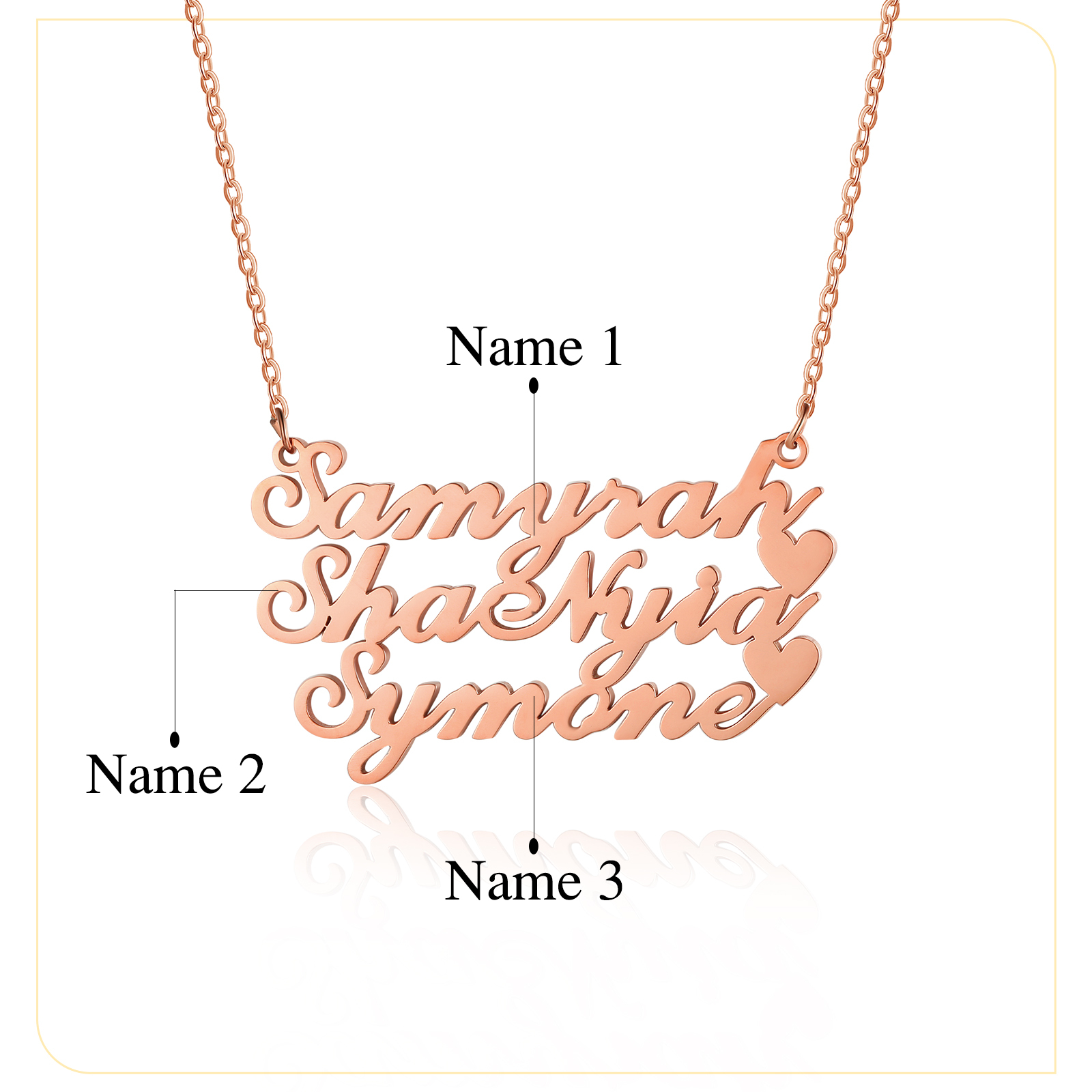 Personalised 3 Names Necklace Classic Jewelry Gift For Her-Jessemade AU