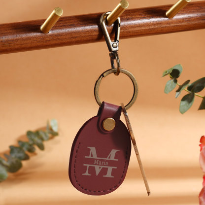 Personalised Name & Letter Keychain AirTag Protective Case Leather Keychain Gift for Him/Her-Jessemade AU