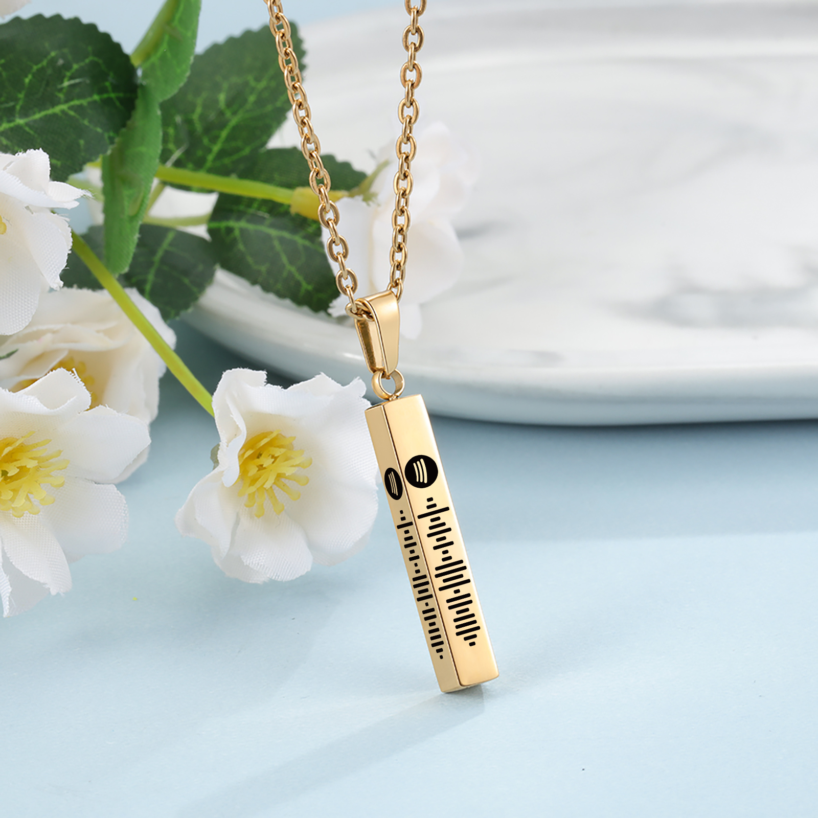 Personalised Music Spotify Code Bar Necklace Custom Spotify Scan Code-Jessemade AU