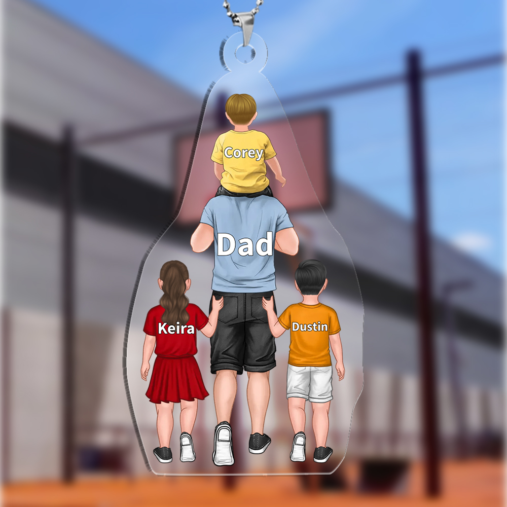 Personalised Family Hanging Ornament Custom 2–4 Names Keychain Acrylic Pendant Father's Day Gift for Dad