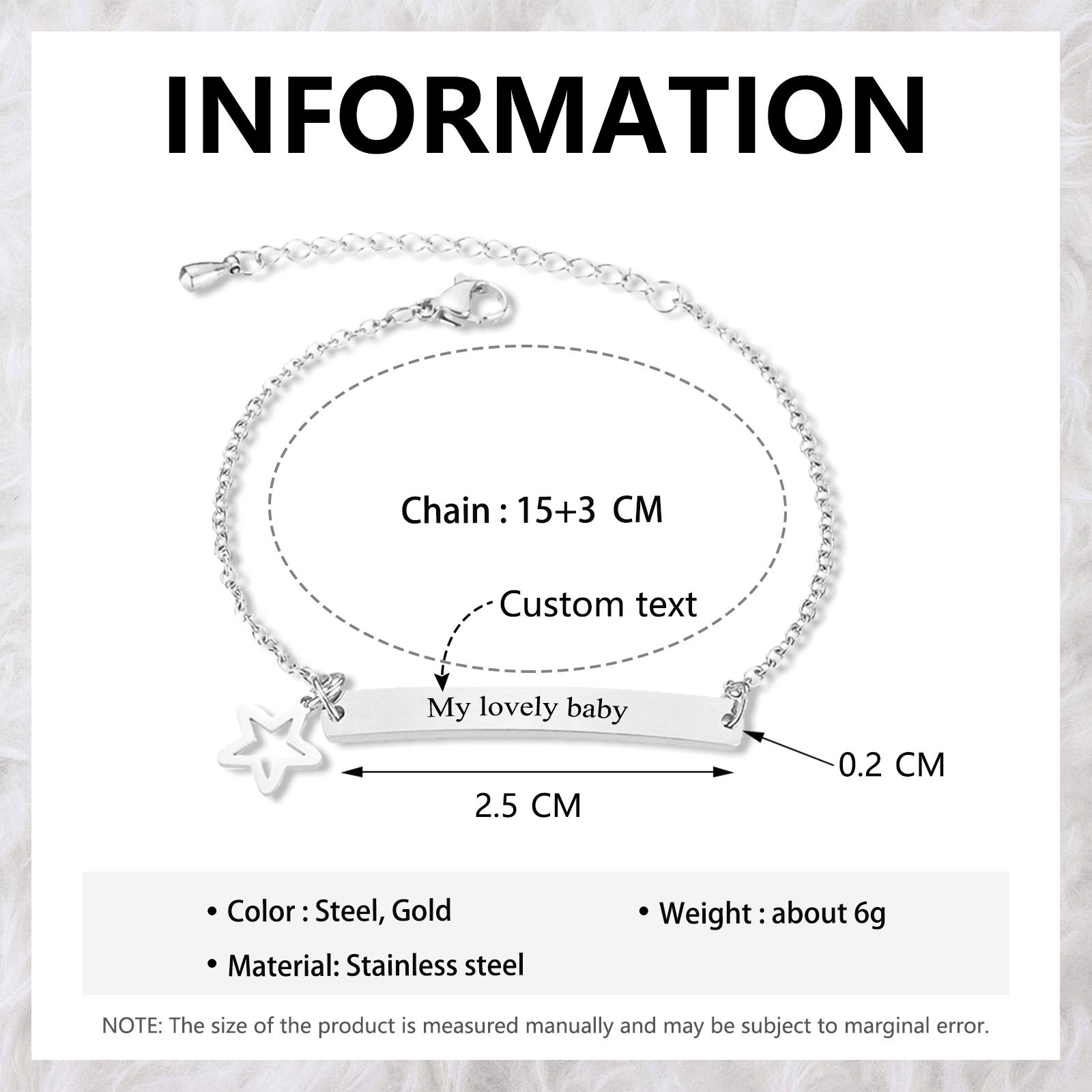 Personalised Text Bracelet Custom Names Bracelet Star Bracelet Love Gifts For Her-Jessemade AU