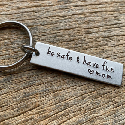 Be Safe Have Fun Love Mom Keychain for Kids-Jessemade AU