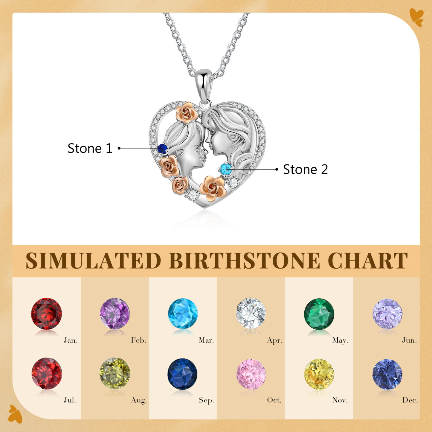 Mother and Daughter Necklace Grandma Granddaughter Heart Flower Pendant Necklace-Jessemade AU