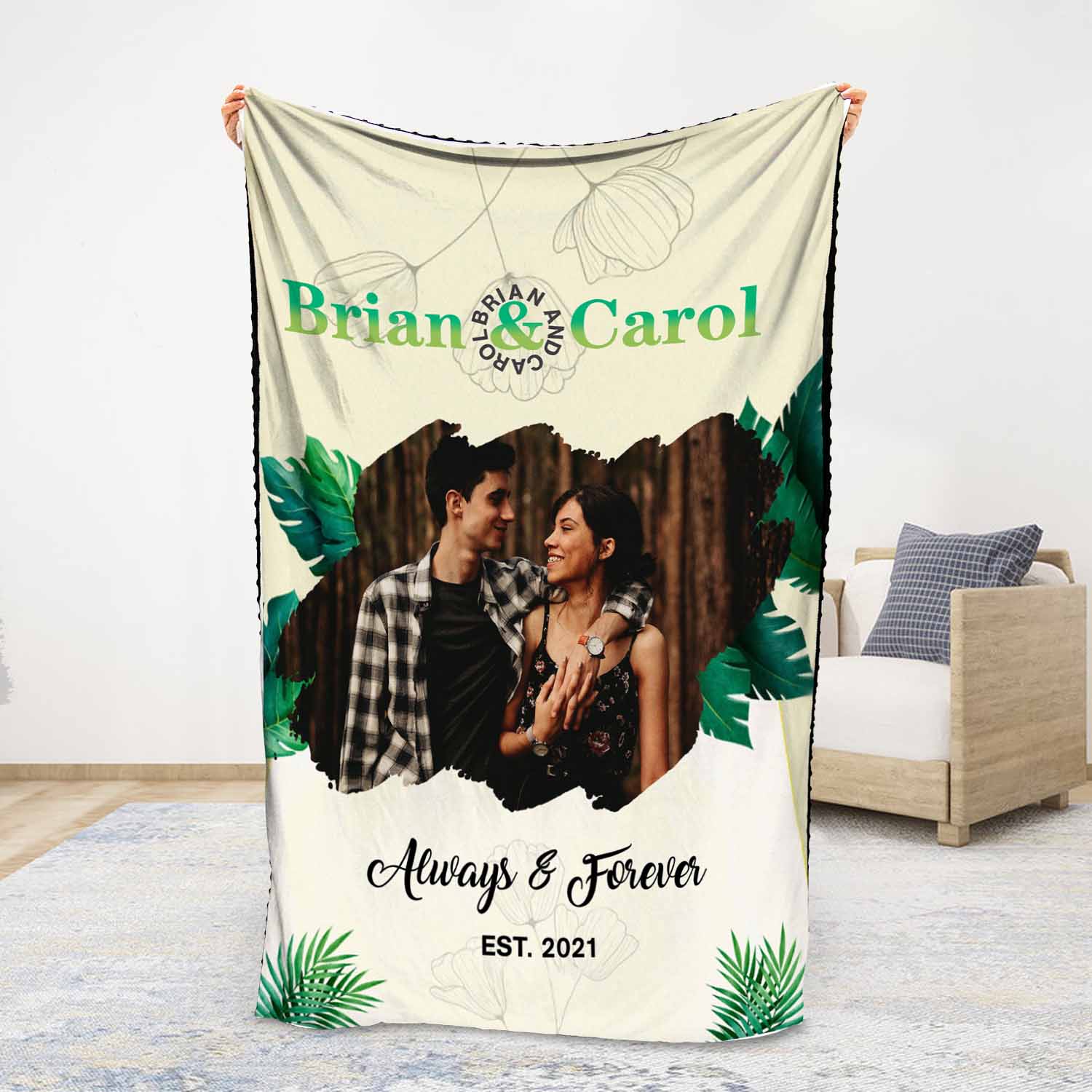 Personalised Couple Blanket Engrave Photo Forever & Always Sweet Gift For Her-Jessemade AU