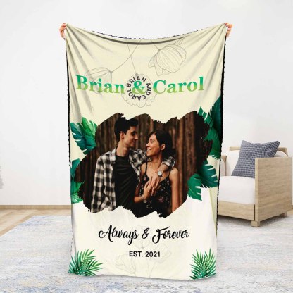 Personalised Couple Blanket Engrave Photo Forever & Always Sweet Gift For Her-Jessemade AU